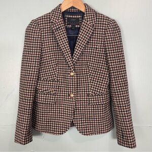 J.Crew Jacket Blazer Women Schoolboy Tweed Houndstooth Plaid Wool Sz 0